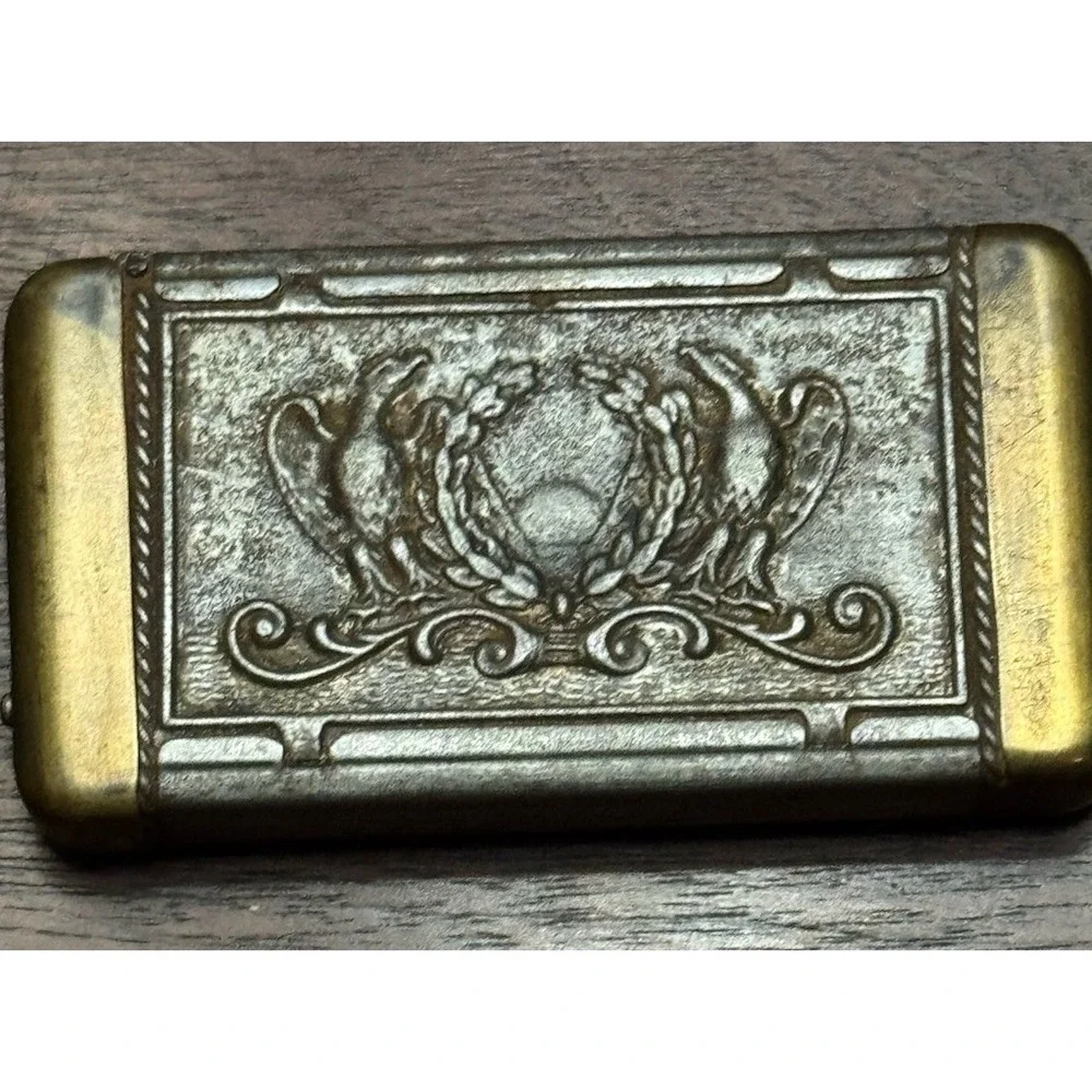 Vintage  Eagles/Flag/Shield Decorative Match Safe/ CASE / Vesta / Holder